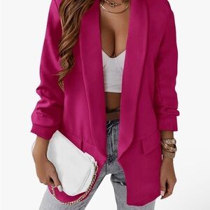 Women's Fuchsia Shawl-Collar Blazer